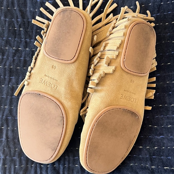 LOEWE x Paula’s Ibiza Suede Calfskin Fringed High Top Loafer - Gold - Picture 8 of 13